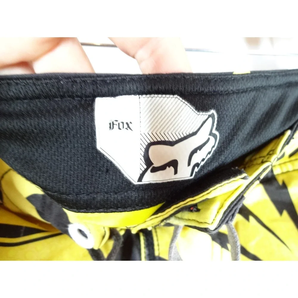 Fox Racing Board Shorts Mens 32 Yellow Graphic Lightning Bolt Surf Skate